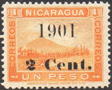 timbres-poste sellos postales stamps Nicaragua Momotombo Volcano & Train 1900